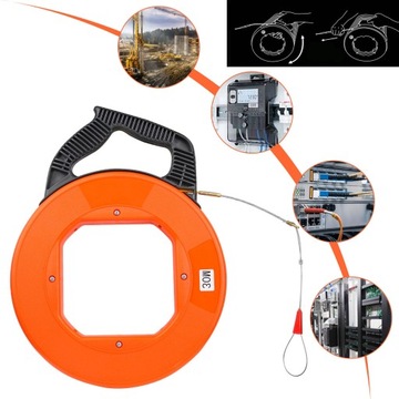 WŁÓKNO SZKLANE KASETA PILOT DO PRZECIĄGANIA KABLI STALKA WCIĄGARKA 30M