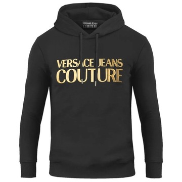 Versace Jeans Couture 74GAIT03 Bluza Męska Czarna Złoty Nadruk r.L