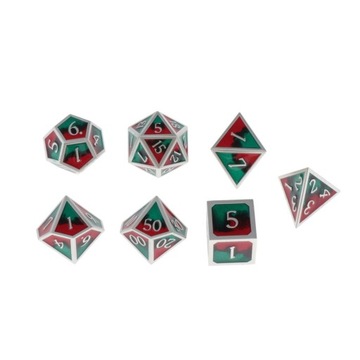 7 Pieces Polyhedral Zinc Alloy for for DND RPG Table Gaming red black green