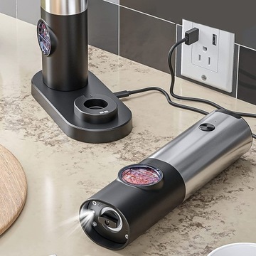 Электрическая мельница для соли и перца с зарядной базой со светодиодной подсветкой USB