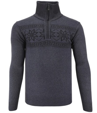 Sweter męski z dodatkiem wełny stalowy G82 r. XXL