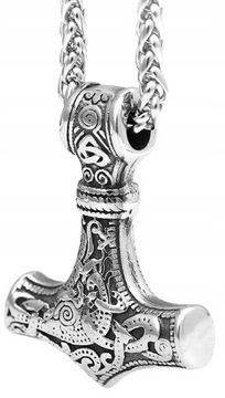 Srebrny Męski Młot naszyjnik THOR MJOLNIR CELTIC