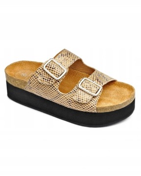 SOLE DIVA KLAPKI SKÓRZANE KLAMRY 38 3K5G8*