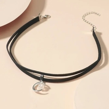 Simple Vintage Velvet Pearl Choker Short Black Clavicle Collar Necklace