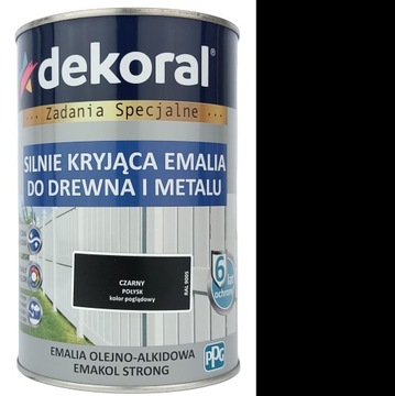 EMAKOL DO DREWNA I METALU CZARNY POŁYSK 0,9L