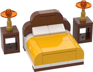 Mebelki: łóżko i stoliki - customowy model z klocków LEGO