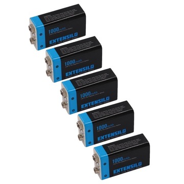 5x Akumulator Bateria 9V 1000mAh