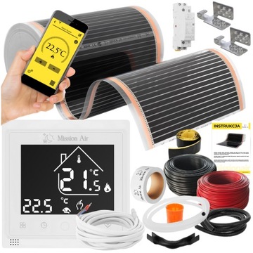 ZESTAW Mission Air Folia Mata Grzewcza PODCZERWIEŃ 50cm I 160W/m² 30m² PTC