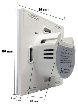 5X СЕНСОРНЫЙ ПЕРЕКЛЮЧАТЕЛЬ С ОДНИМ СТЕКЛОМ, СВЕТОДИОД, БЕЛОЕ СТЕКЛО