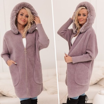 ТЕПЛОЕ ПАЛЬТО ИЗ ШЕРСТИ АЛЬПАКА НА МЕХОВОЙ МОЛНИИ