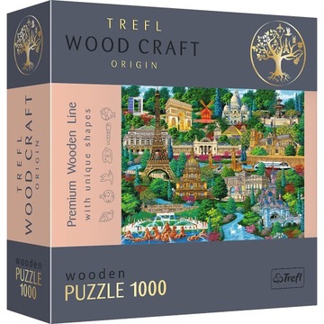 Puzzle drewniane 1000el. - Francja znane miejsca