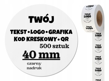 Naklejki etykiety okrągłe z LOGO 4 cm 500 szt