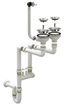 РУЧНОЙ ДВОЙНОЙ НАСТЕННЫЙ СИФОН ДЛЯ РАКОВИНЫ