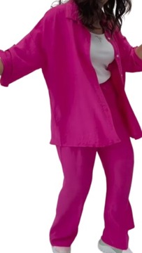 Муслиновый КОМПЛЕКТ, рубашка, свободные брюки, зеленый