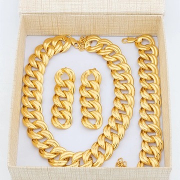 Geometric Irregularity Long Chains Metal Necklace Earrings Bracelet Women