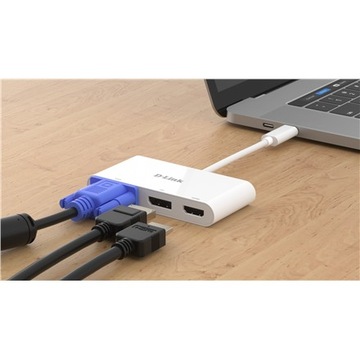 Адаптер D-Link 3 в 1 USB-C — HDMI/VGA/DisplayPort DUB-V310 с USB-концентратором |