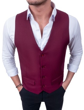 KAMIZELKA MĘSKA ELEGANCKA WIZYTOWA BORDOWA 56 pl