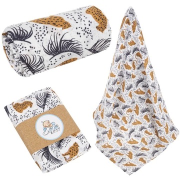 PIELUSZKA MUŚLINOWA DUŻA OTULACZ MIĘKKI KOCYK WZORZYSTY ZWIERZĄTKA 120x120