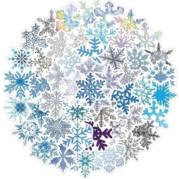 NAKLEJKI WODOODPORNE STICKER MIX ŚNIEŻYNKI 50 szt