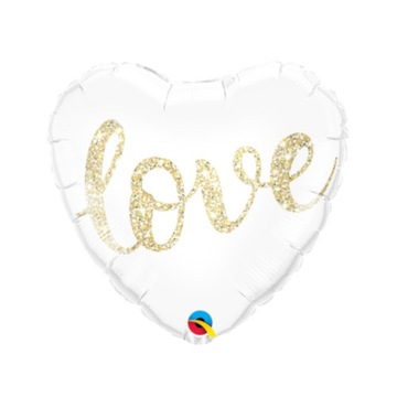 Balon foliowy biały,serce z napisem Love,Ślub