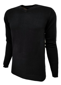 Sweter męski klasyczny CZARNY w szpic L