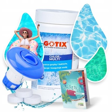 TABLETKI do BASENU CHLORTIX MULTI chlor do WODY BASENOWEJ 1kg + dozownik