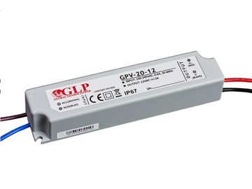 Блок питания 12В/2А, CV, пластик IP67, светодиод