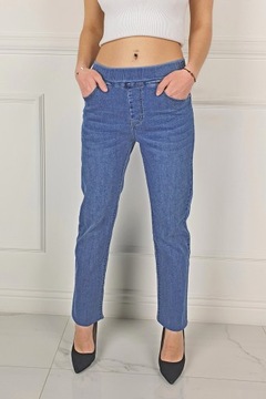 #DAMSKIE SPODNIE JEANSOWE w GUMKĘ Plus Size Blue#