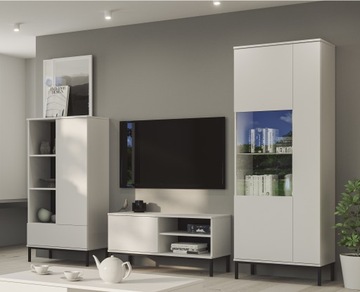 Meblościanka do salonu biała DAKOTA 4_A styl LOFT