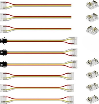 ZŁĄCZA WTYKOWE DO TAŚM RGB ZESTAW COB LED PASKI WTYCZKI 12MM MONTAŻ
