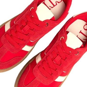 STRADIVARIUS Czerwone SKÓRZANE Wygodne Buty Sportowe Sneakersy Adidasy 37