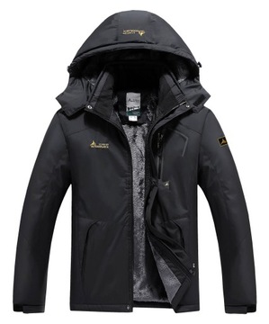 KURTKA MĘSKA ZIMOWA OCIEPLANA Z KAPTUREM OUTDOOR - CZARNA - XXL