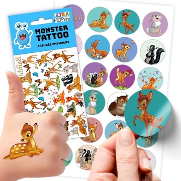 ZESTAW NAKLEJKI + TATUAŻE DLA DZIECI DZIECIĘCE BAMBI JAKOŚĆ
