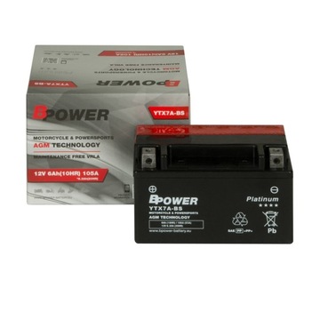 Akumulator BPOWER AGM tzw. żelowy YTX7A-BS 12V 6Ah
