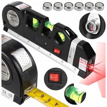 POZIOMICA LASEROWA z MIARĄ 250cm LASER 3w1 LED