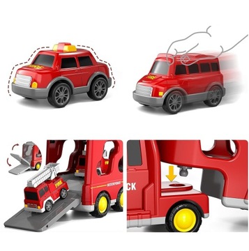 STRAŻ WÓZ STRAŻACKI POŻARNA NAPĘD SAMOCHÓD ZABAWK Z ŚWIATŁO MUZYKA DUŻY 7W1