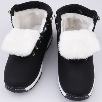 Buty sportowe zimowe śniegowce czarne ocieplane