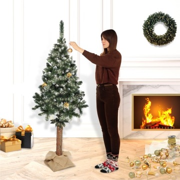 ИСКУССТВЕННАЯ РОЖДЕСТВЕНСКАЯ ЕЛЬ НА СТОЛБИКЕ 180 см КАК ЖИВАЯ АЛМАЗОВАЯ СОСНА, ПЛОТНАЯ, УСТОЙЧИВАЯ