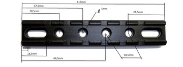 Szyna RIS 22mm MONTAŻ SZYNA WIATRÓWKA przykręcana 115mm