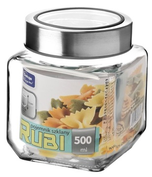POJEMNIK KUCHENNY SZKLANY RUBI 500ML SZARY GALICJA