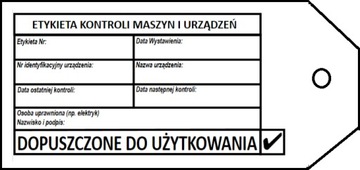 Zawieszka kontroli DOPUSZCZONE DO UŻYTKOWANIA