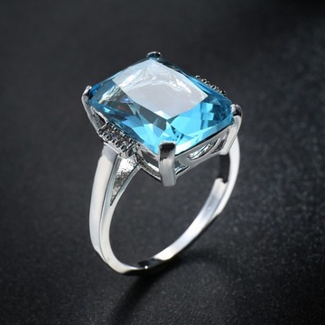 LONDON BLUE TOPAZ PIERŚCIEŃ PREZENT DLA MAMY KOBIET PIERŚCIONEK