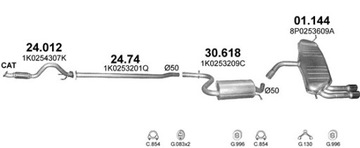 Audi A3 Sportback объем глушителя 1.4 TSi +2.0 FSi + комплект