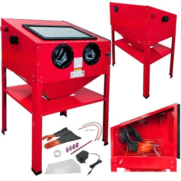 PROFESJONALNA PIASKARKA KABINOWA 220L LITRÓW SB002 KABINÓWKA + RĘKAWICE