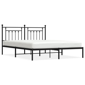 ŁÓŻKO METALOWE PODWÓJNE ZE STELAŻEM RAMA ŁOŻKA CZARNE 180 x 200 cm