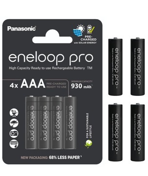AKUMULATORKI ENELOOP PRO AAA 930 mAh 4x FOTO/LAMPY