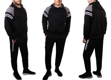 СПОРТИВНЫЙ КОСТЮМ МУЖСКИЙ толстовка + брюки ХЛОПОК темно-синий 001 M