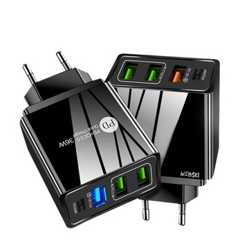 SZYBKA ŁADOWARKA 2x USB-C Power Delivery 3.0 4xUSB