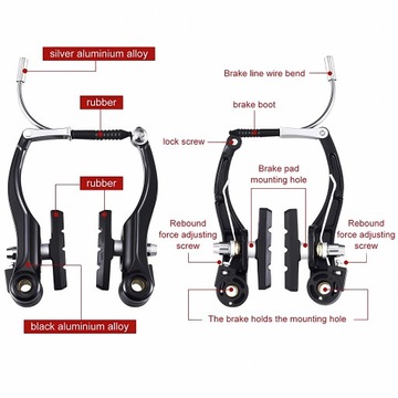 V-тормоз iBike V-Brake 110мм, труба, резина, винты Двусторонний