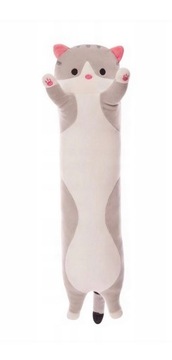 DŁUGI KOTEK MASKOTKA PODUSZKA PLUSZAK 70cm SZARY